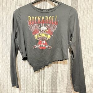 Bila Women's Gray Rock & Roll Long Sleeve Tee